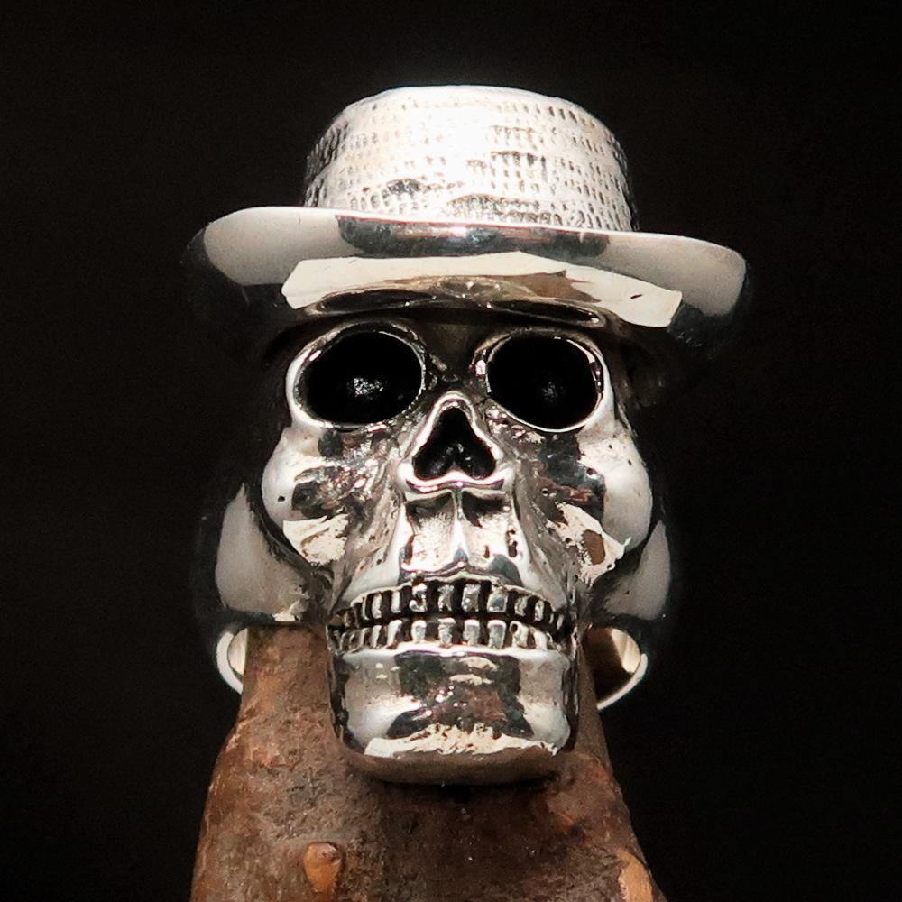 Excellent crafted Men's Sterling Silver Cowboy Skull Ring-1