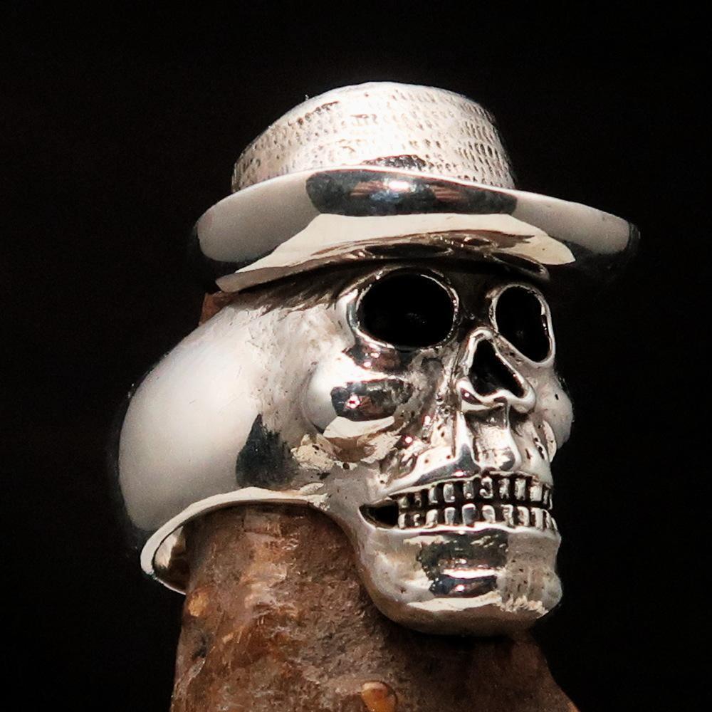 Excellent crafted Men's Sterling Silver Cowboy Skull Ring-2