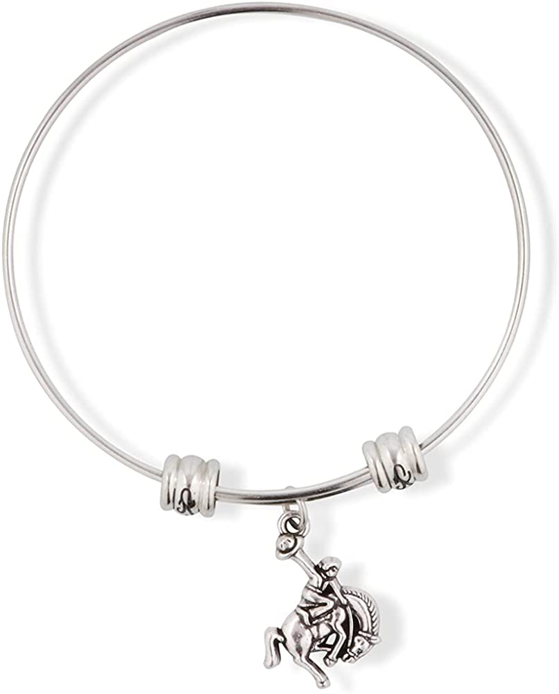 Bucking Bronco Rodeo Cowboy Fancy Charm Bangle-0
