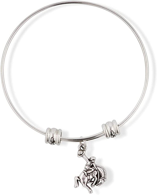 Bucking Bronco Rodeo Cowboy Fancy Charm Bangle-0