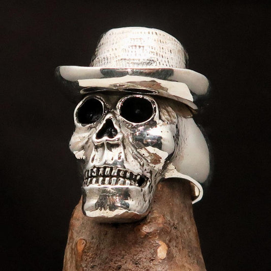 Excellent crafted Men's Sterling Silver Cowboy Skull Ring-0