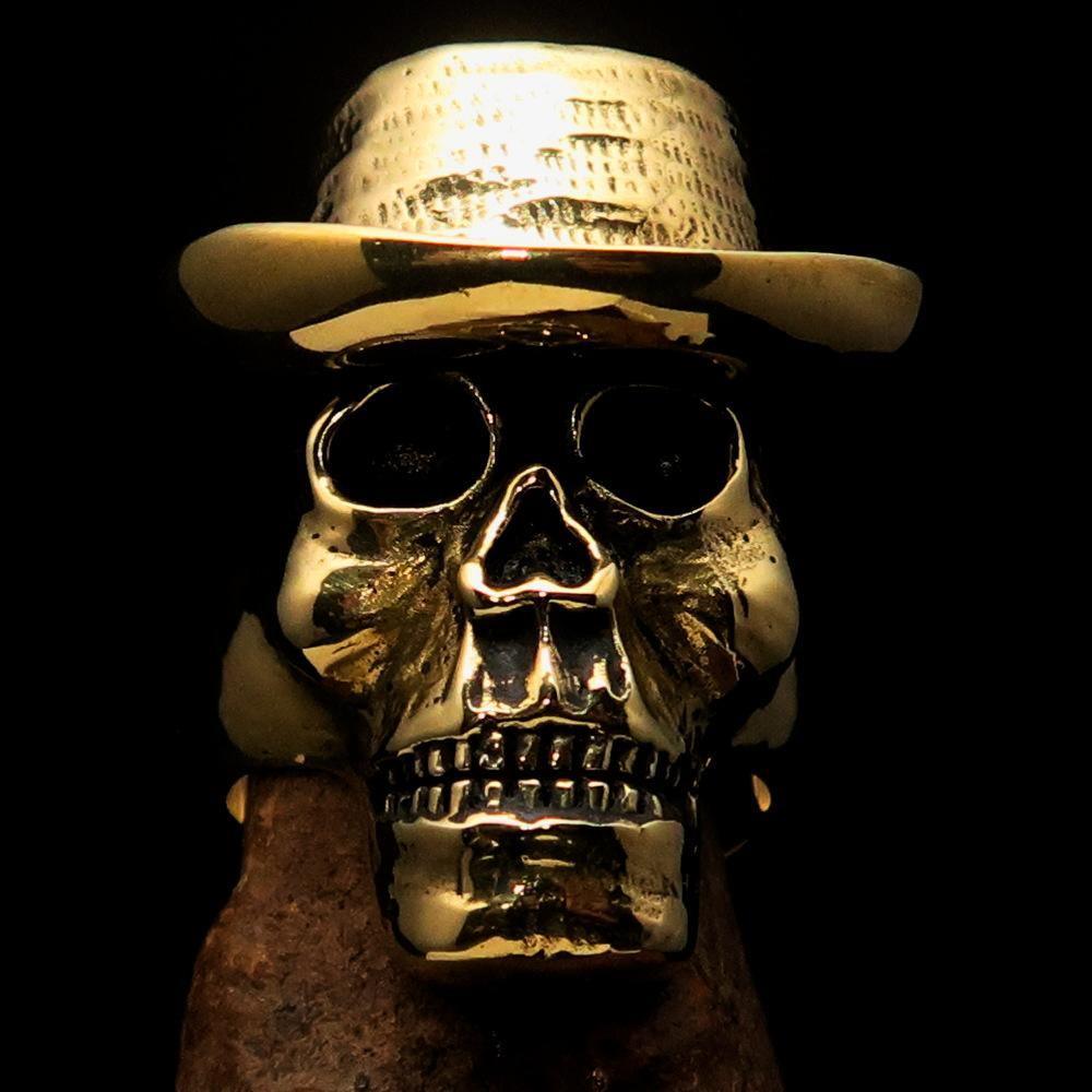Excellent crafted Men's Cowboy Skull Ring - Solid Brass-0