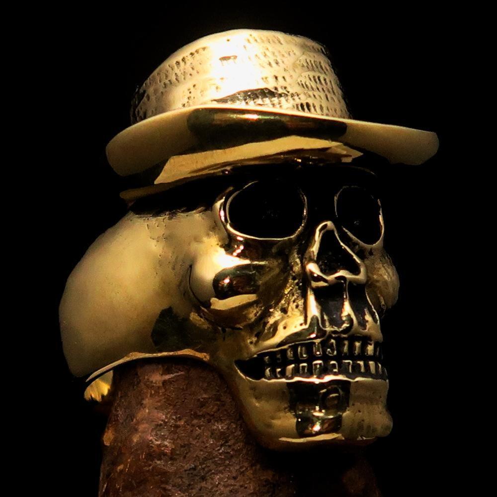 Excellent crafted Men's Cowboy Skull Ring - Solid Brass-1