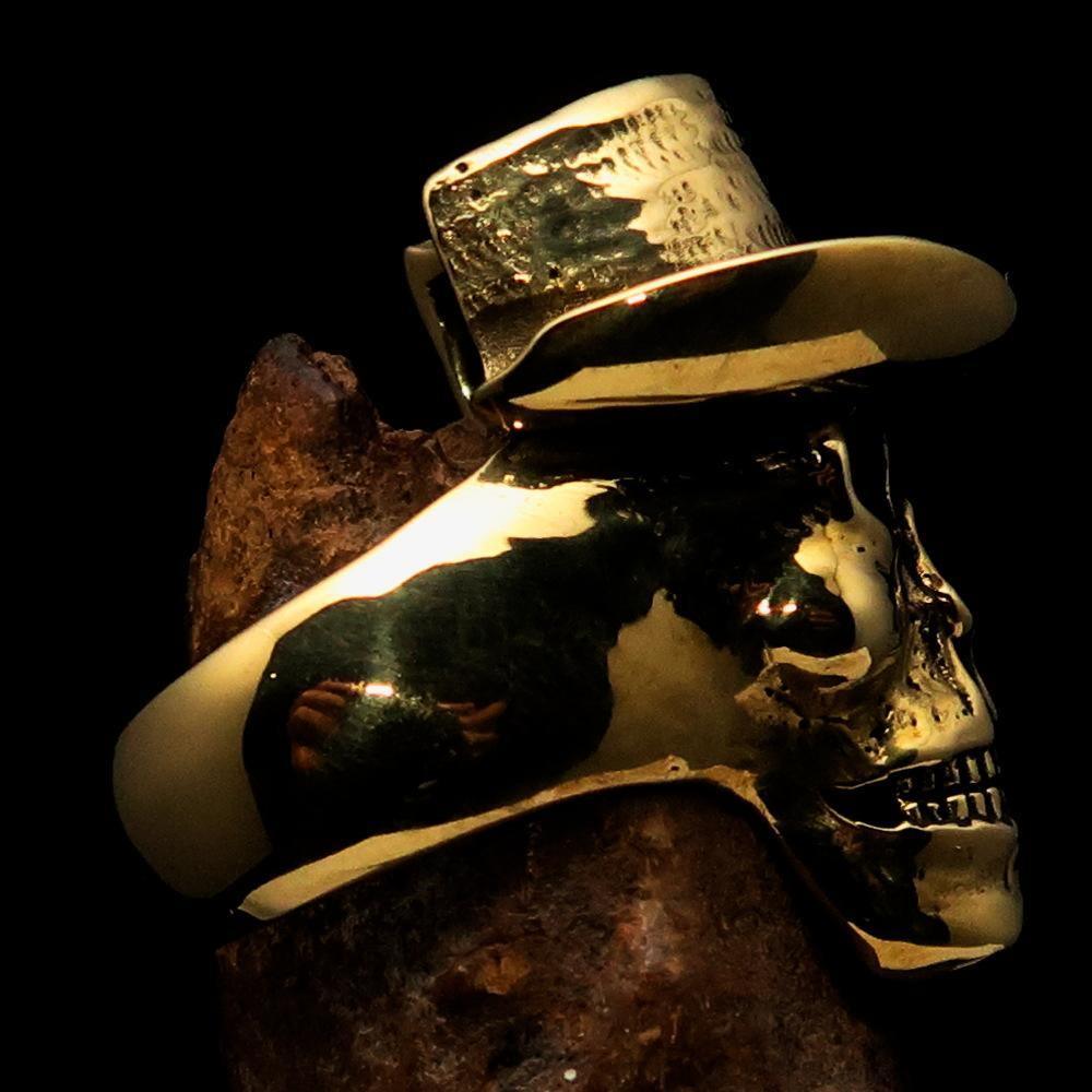 Excellent crafted Men's Cowboy Skull Ring - Solid Brass-2