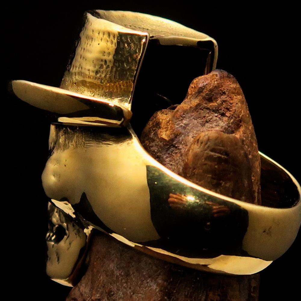 Excellent crafted Men's Cowboy Skull Ring - Solid Brass-4