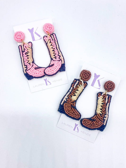 Beaded Cowboy Boots Earrings-0