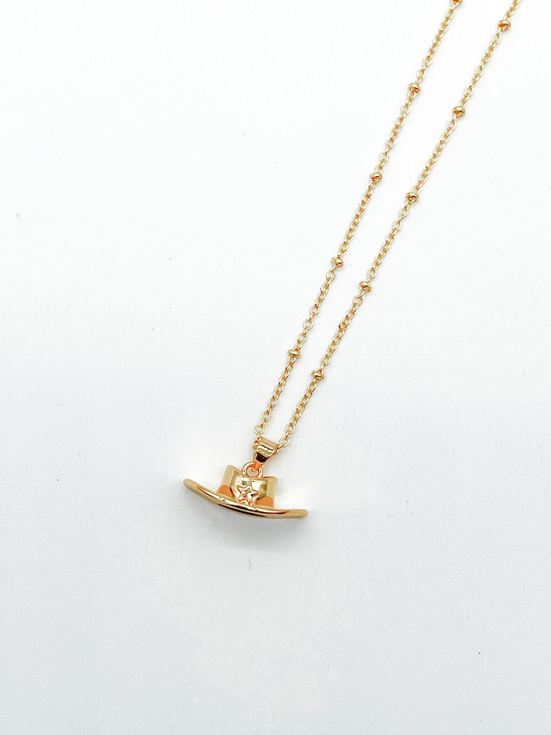 Dainty Cowboy Hat Necklace-0
