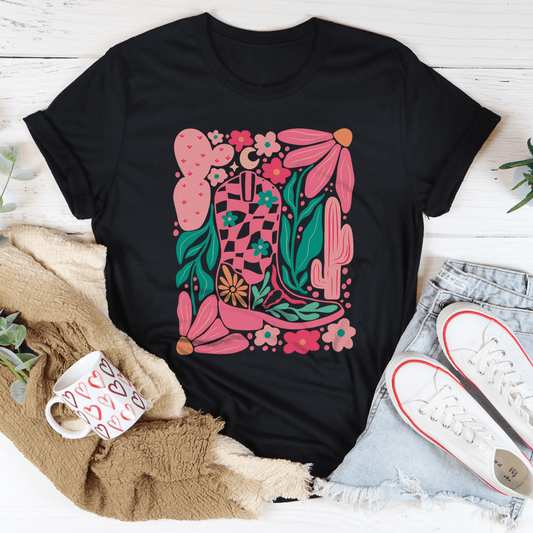 Floral Cowboy Boot Tee-0